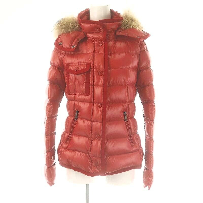 【中古】モンクレール MONCLER ARMOISE アルモワーズ ファー ダウンジャケット フード アウター ショート 1 赤 レッド /BB ■OS ▲H レディース 【ベクトル 古着】 260526｜ブランド古着の買取販売ベクトル
