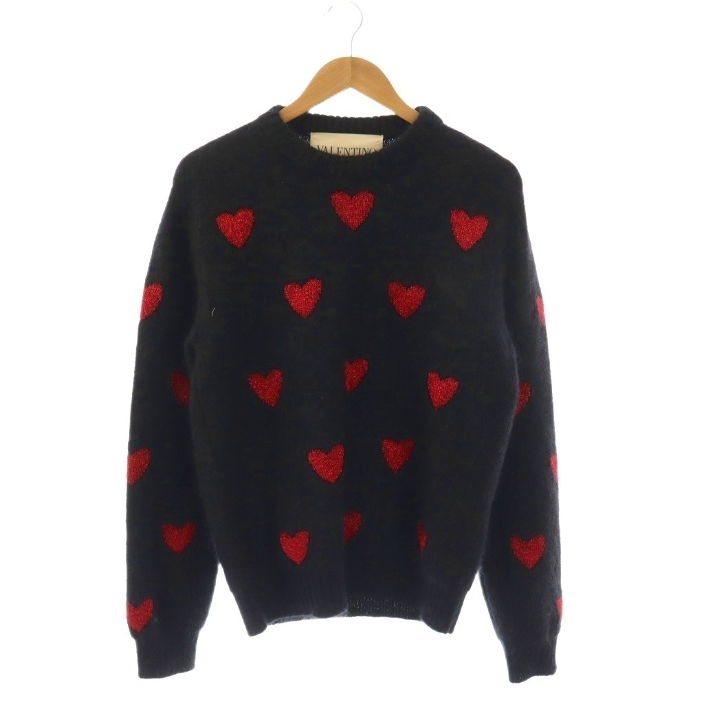 【中古】ヴァレンティノ ヴァレンチノ VALENTINO 25AW Wool And Mohair Sweater With Lurex Hearts ニット セーター ハート柄 モヘヤ混 M 黒 ブラック 赤 レッド /BB ■OS ▲H メンズ 【ベクトル 古着】 260526｜ブランド古着の買取販売ベクトル