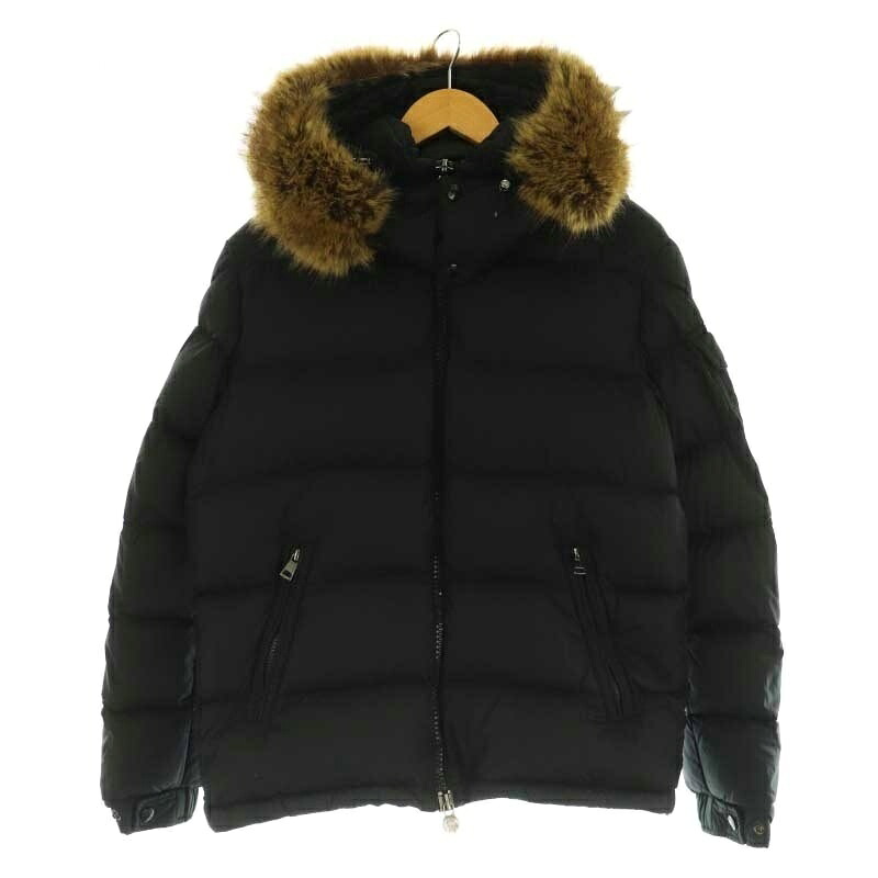 【中古】モンクレール MONCLER MAYAF ファー付き ダウン ジャケット アウター ジップアップ 1 黒 ブラック /BB ■OS ■AD ▲H メンズ 【ベクトル 古着】 260525|ブランド古着の買取販売ベクトル