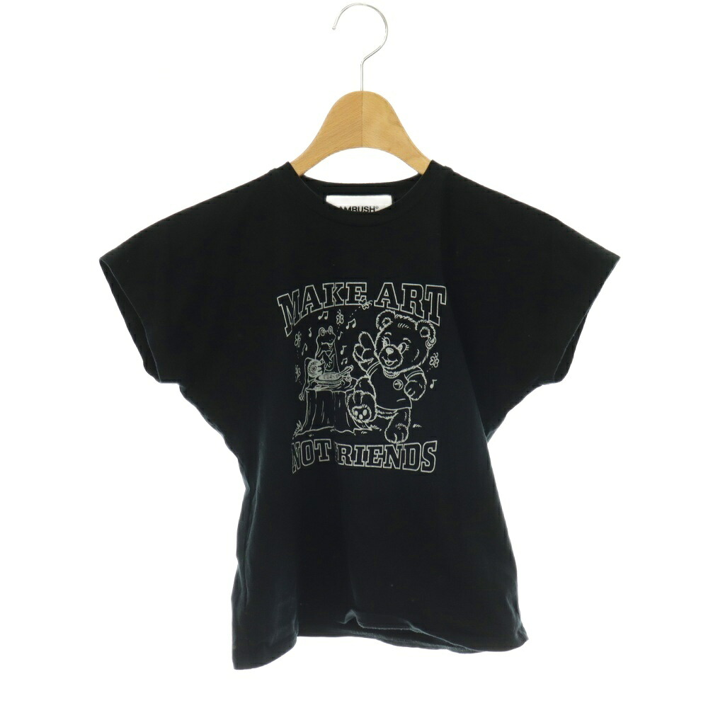 【中古】アンかん木 AMBUSH MAKE ART T-SHIRT ティーシャツ カットソー 小っちゃいT 半袖 L 黒いこと 白いこと /ES ■os ■SH レディース 【ベクター 古着】 260528