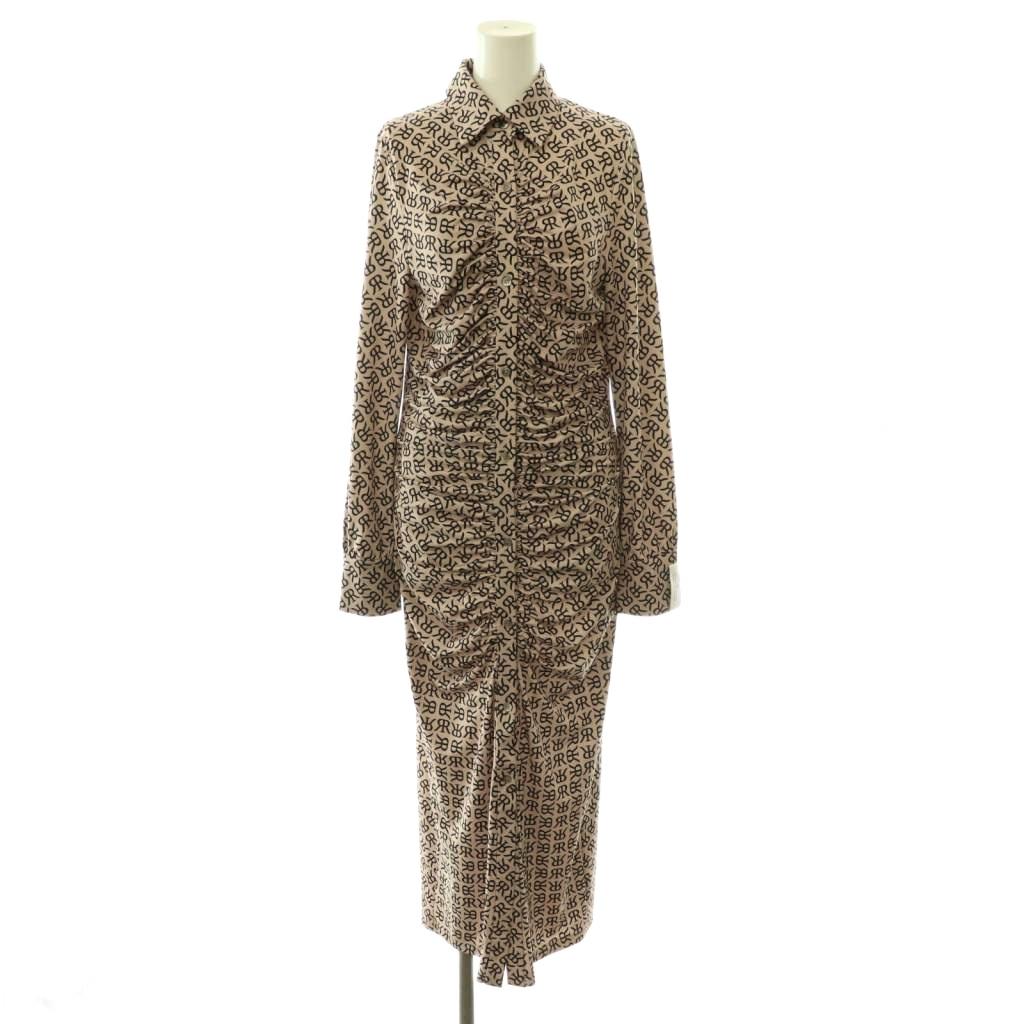 【中古】ロク rokh GATHERED JERSEY DRESS 衣装 伸ばすこと シグネチャーモノグラム S ベージュ 黒いこと R6CA253 /CX ■os ■SH レディース 【ベクター 古着】 260528
