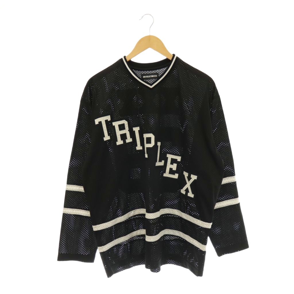 【中古】ゴッドセレクショントリプルエックス GOD SELECTION XXX HOCKEY SHIRT ティーシャツ フィールドホッケープルオーバー メッシュ Vのど首 M 黒 白 ■SH メンズ 【ベクター 古着】 260527