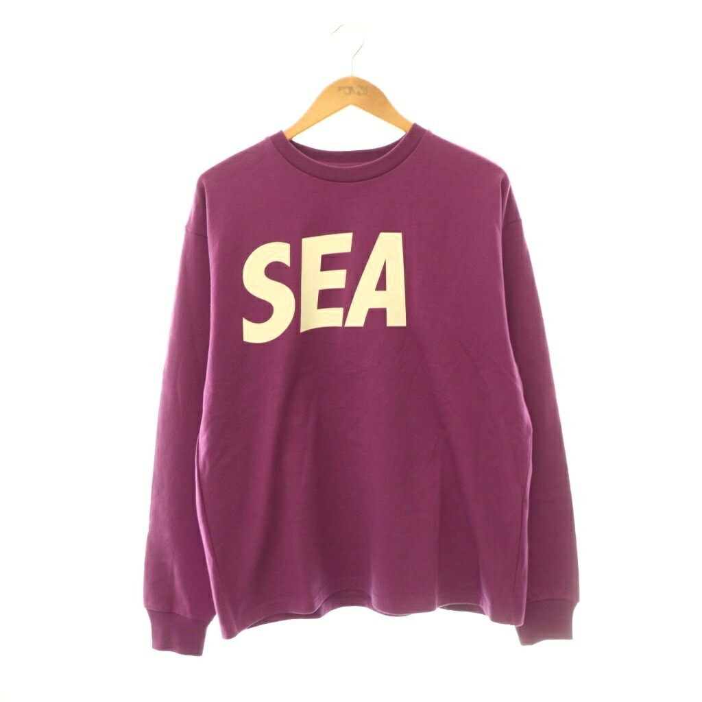 【中古】ウィンダンシー WIND AND SEA SEA LONG SLEEVE TEE ロンT T ティーシャツ カットソー ロゴタイプ M パープル 象牙色 /CX ■os ■SH メンズ 【ベクター 古着】 260526
