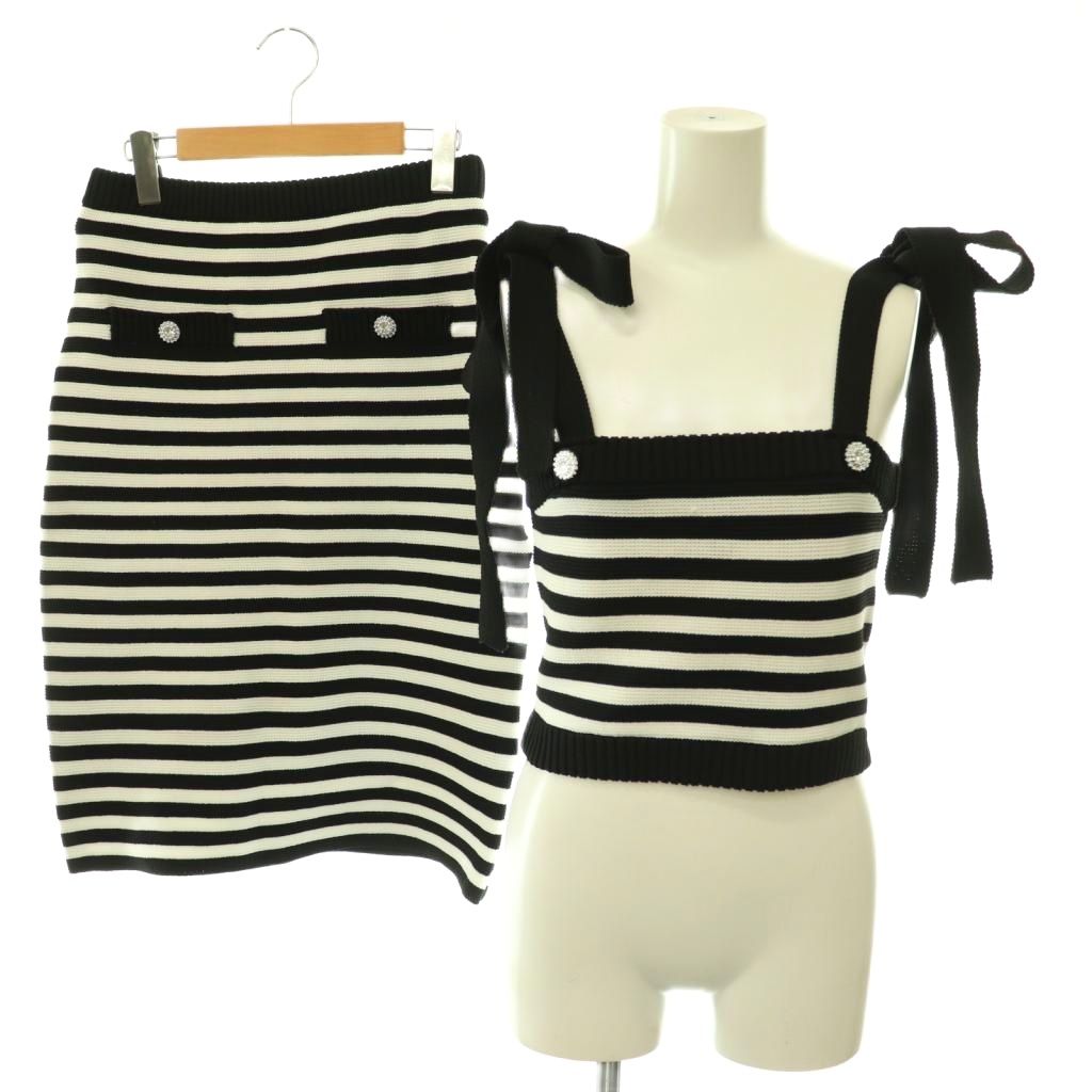 【中古】未当て嵌める品 シェリエ CHERIE セットアップ bijou button knit bustier skirt 編み物 キャミソール カットソー タイトスカート 間借り人 F M 黒いこと 白いこと SL191040520 /DO ■os レディース 【ベクター 古着】 260528
