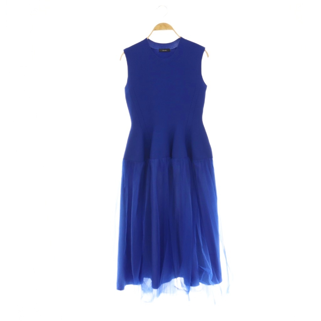 【中古】未当てはめる品 アルアバイル allureville 25AW ドッキングタックフレアワンピース 編み物 ノースリーブ チュール 2 ロイヤル青碧 /ES ■os レディース 【ベクター 古着】 260528