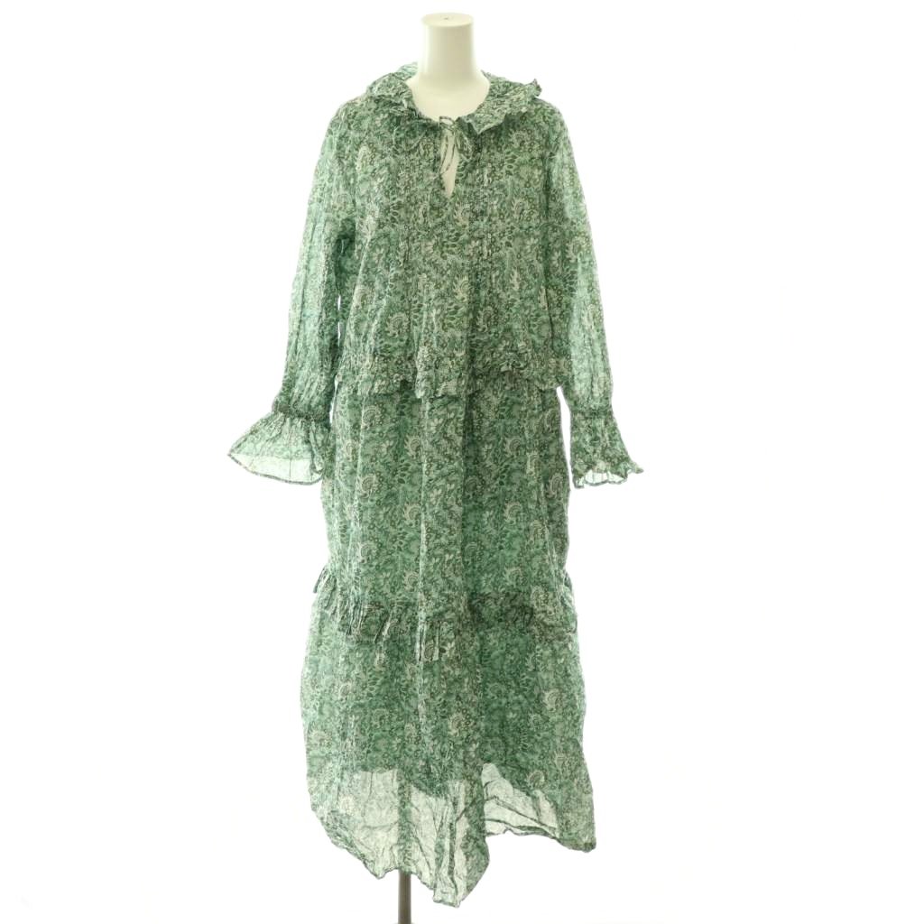 【中古】ヌキテパ NE QUITTEZ PAS! Cotton Organza Paisley Dance Frill Dress ワンピース リボン 花柄 ティアード ロング 長袖 S ライトブルー /HS ■OS 【ベクトル 古着】 260526|ブランド古着の買取販売ベクトル