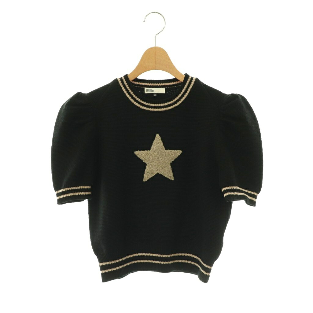 【中古】ダブルスタンダードクロージング ダブスタ DOUBLE STANDARD CLOTHING 25AW スターパフスリーブニット セーター 半袖 36 ブラック グレージュ /ES ■OS レディース 【ベクトル 古着】 260528｜ブランド古着の買取販売ベクトル