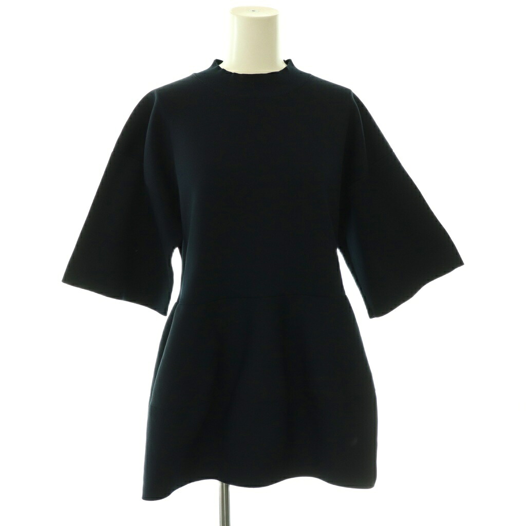 【中古】エンフォルド ENFOLD SOLID-PEPLUM PULLOVER プルオーバ カットソー モックネック 38 米国海軍 /CX ■os レディース 【ベクター 古着】 260528