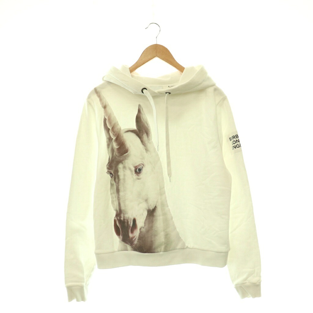 【中古】赤ちょうちんバリー 英国の首都 BURBERRY LONDON ユニコーンプリントフーディー パーカー ティーシャツ S 白いこと /HK ■os レディース 【ベクター 古着】 260604