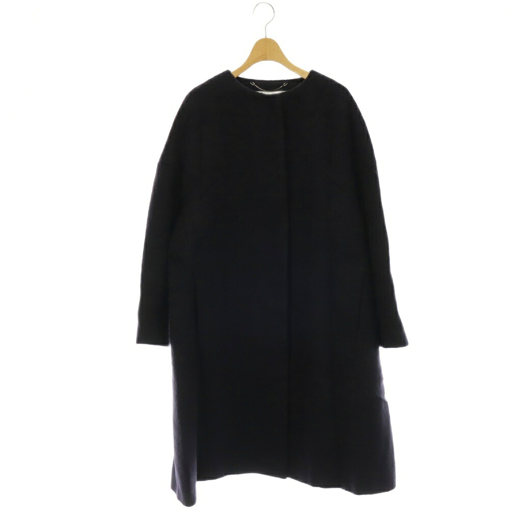 【中古】アドーア ADORE ウールモヘヤノーカラーコート アウター ロング 38 ネイビー /DO ■OS レディース 【ベクトル 古着】 260601|ブランド古着の買取販売ベクトル