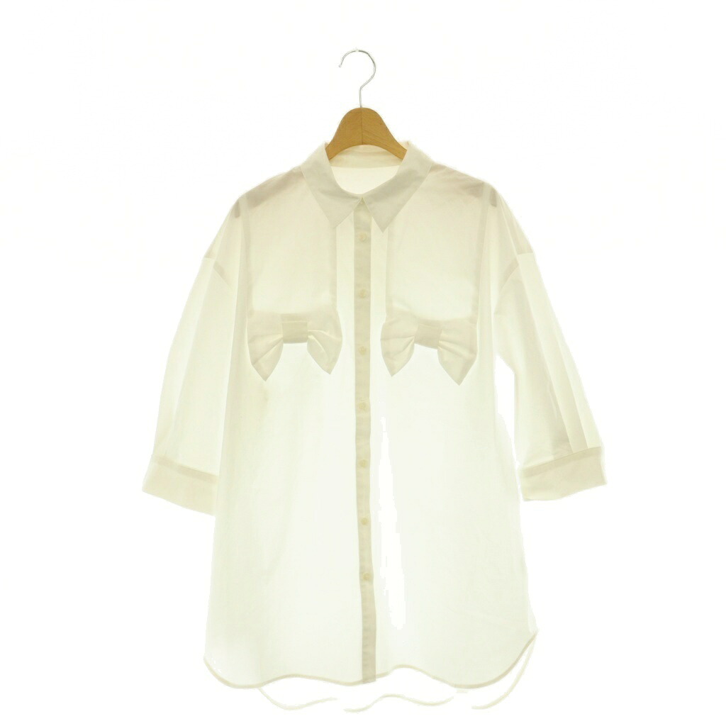 【中古】ヤンミ YANMI RIBBON DETAIL SHIRT ティーシャツ トップ 大層らしい大いさ 1 白 /CX ■os ■SH レディース 【ベクター 古着】 260602