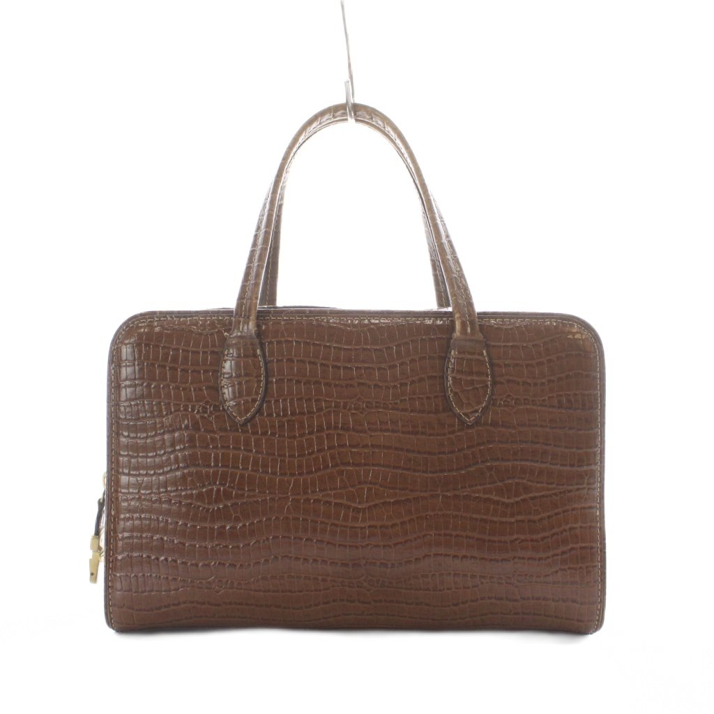 【中古】トゥティエ TOUT Y EST SAC LOQUET SMALL ロケ スモール御徒面子 型押し ハンドバック なめし革 CROCO BROWN 赤銅色 赤銅色 /RI ■os レディース 【ベクター 古着】 260601