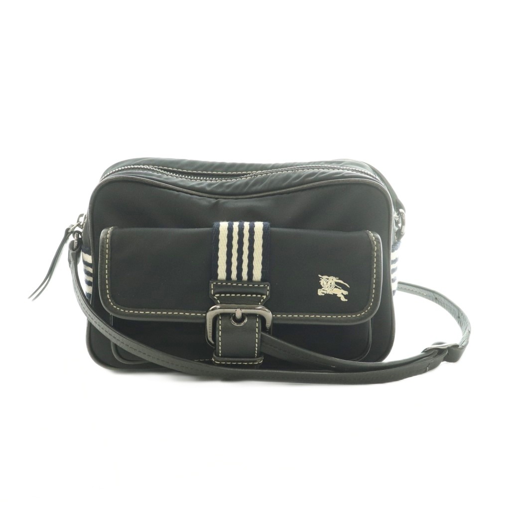 【中古】バーバリーブルーレーベル BURBERRY BLUE LABEL ショルダーバッグ 真四角型 ナイロン なめし革 黒 黒いこと ZAE44-442-09 /MI ■os レディース 【ベクター 古着】 260604