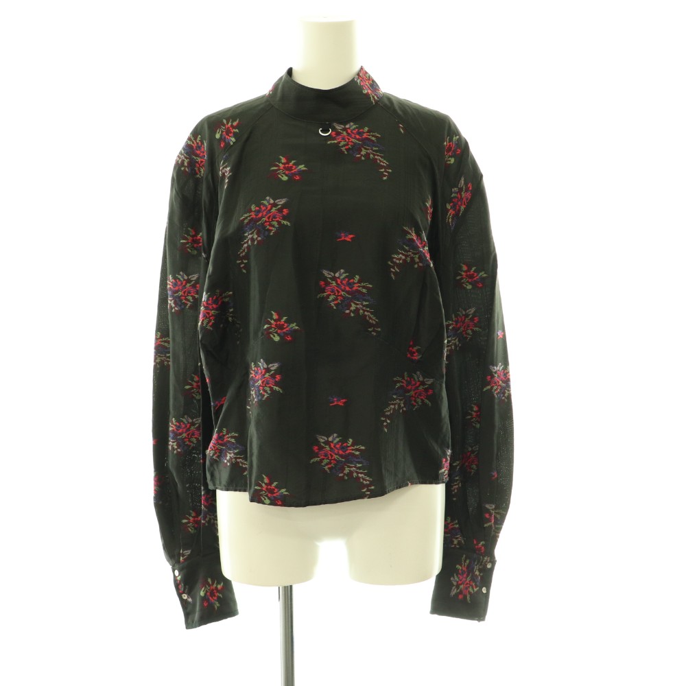 【中古】フォトコピュー PHOTOCOPIEU MARINE BISHOP SLEEVE BLOUSE ブラウス 長袖 スタンドカラー シルク混 36 ブラック マルチカラー /DO ■OS レディース 【ベクトル 古着】 260608｜ブランド古着の買取販売ベクトル
