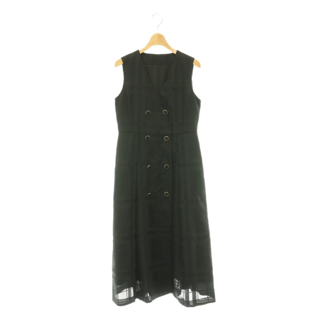 【中古】グレースコンチネンタル GRACE CONTINENTAL 25AW シャドーチェックワンピース ロング ノースリーブ 36 黒いこと /DO ■os ■SH レディース 【ベクター 古着】 260602