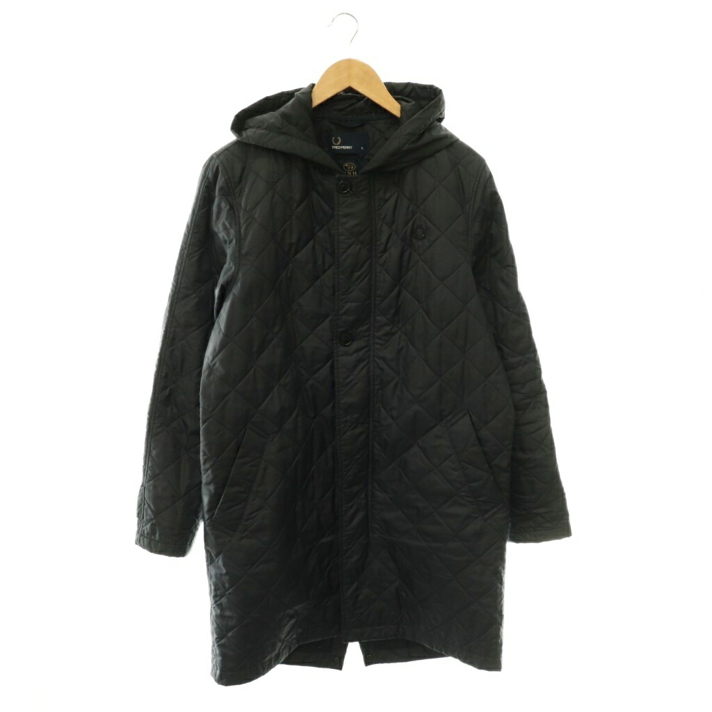 【中古】フレッドペリー FRED PERRY ×ラベンハム キルティングフーデッドコート 中綿 アウター 真っただ中丈 S 紺 米国海軍 /HS ■os メンズ 【ベクター 古着】 260603