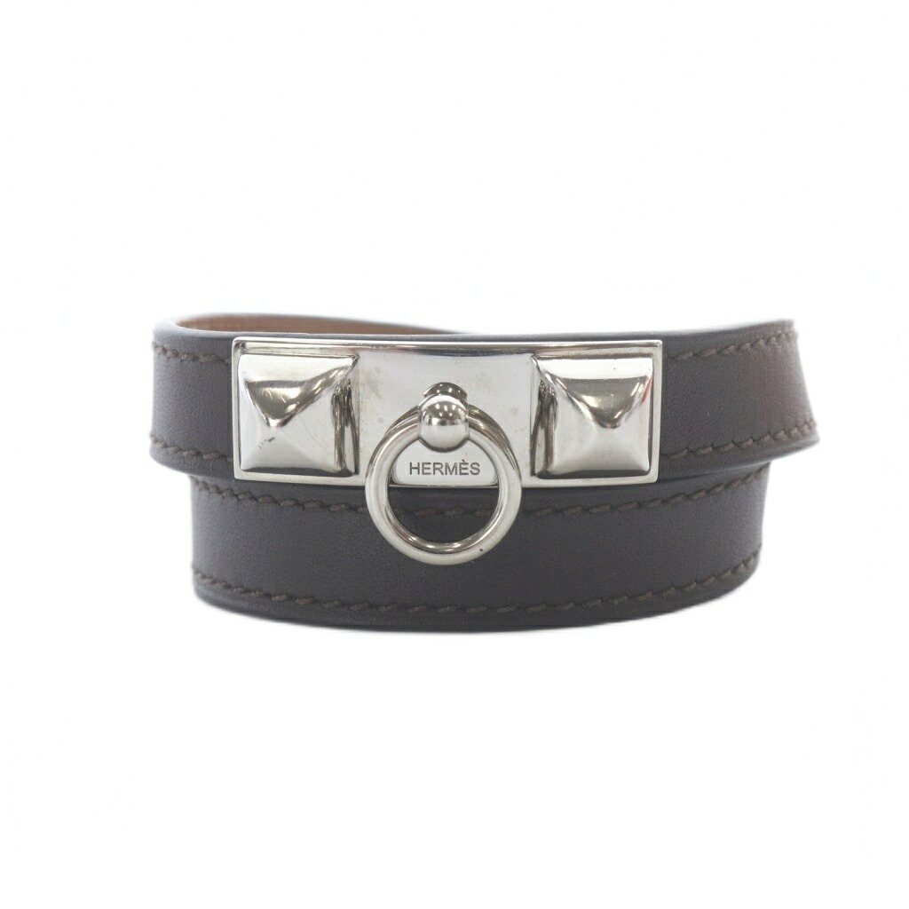 【中古】エルメス HERMES リヴァル ドゥブルトゥール レザーブレスレット XS 茶色 ブラウン □P刻印 /SR ■OH レディース 【ベクトル 古着】 260603｜ブランド古着の買取販売ベクトル