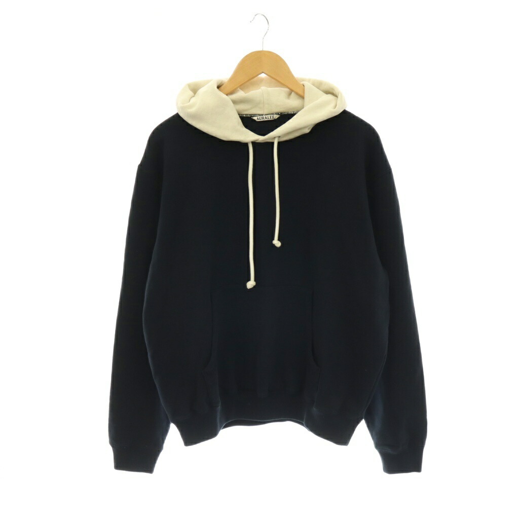 【中古】オーラリー AURALEE SMOOTH SOFT BD SWEAT P/O PARKA パーカー 汗水 ティーシャツ 4 紺 米国海軍 ベージュ A26SP01TU /CX ■os ■SH メンズ 【ベクター 古着】 260604