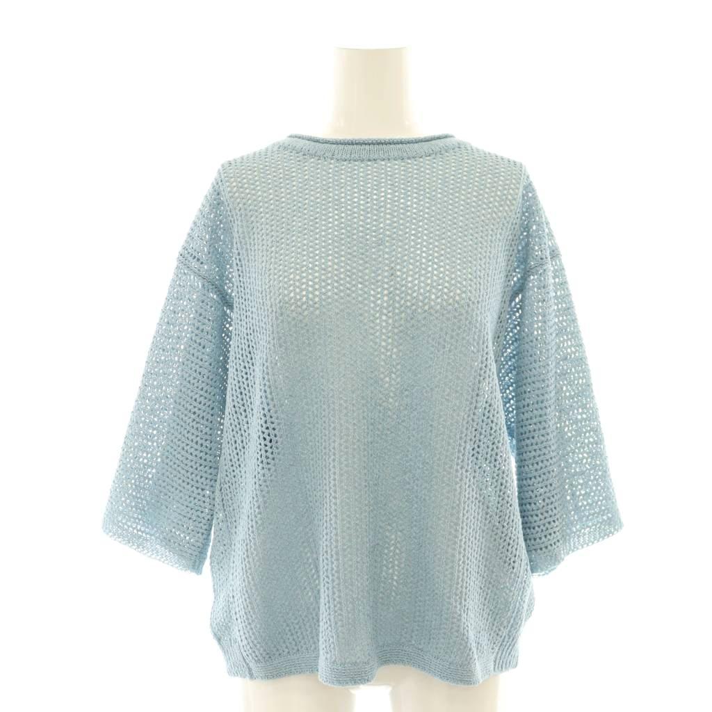 【中古】未当てはめる品 栽培所 plantation 26SS PO ROUGH PAPER 編み物 カットソー シアー 七分袖 M ともし火青色 /HS ■os レディース 【ベクター 古着】 260608