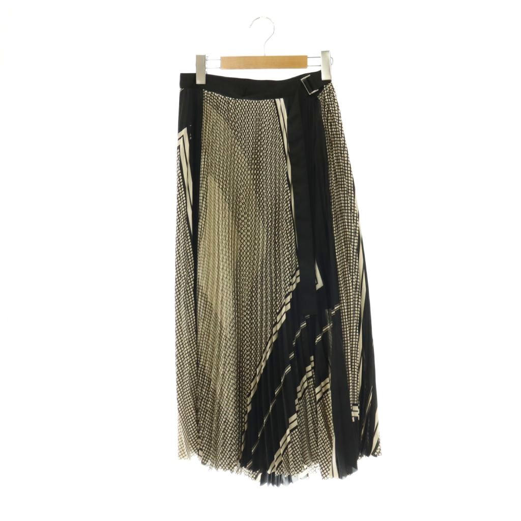 【中古】サカイ sacai Plaid Scarf Skirt スコート 筋目 さあ美 総柄 1 黒いこと ベージュ /CX ■os レディース 【ベクター 古着】 260605
