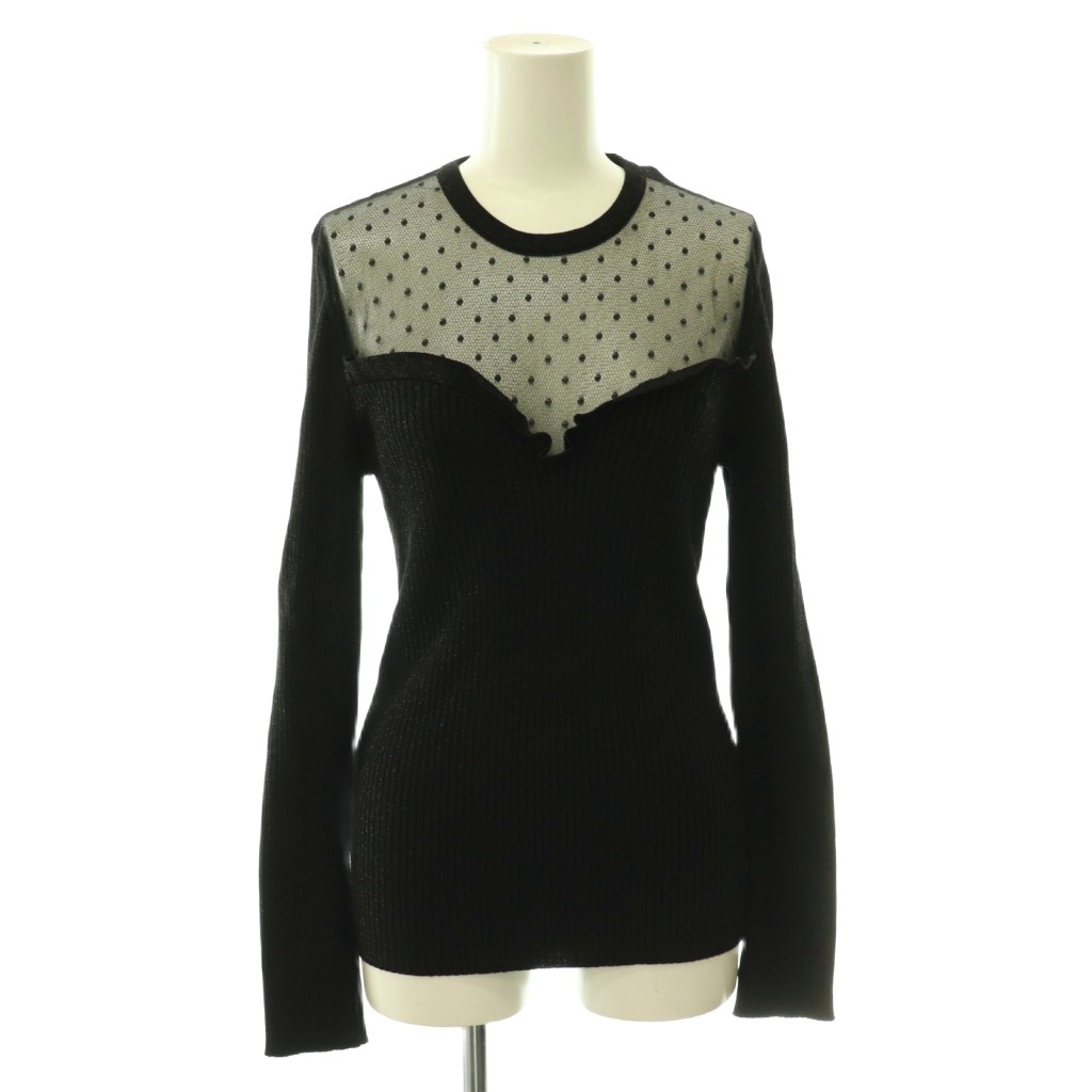 【中古】未使用品 レッド ヴァレンティノ RED VALENTINO ドットチュール切替ラメリブニット カットソー 長袖 M ブラック /DO ■OS レディース 【ベクトル 古着】 260616｜ブランド古着の買取販売ベクトル