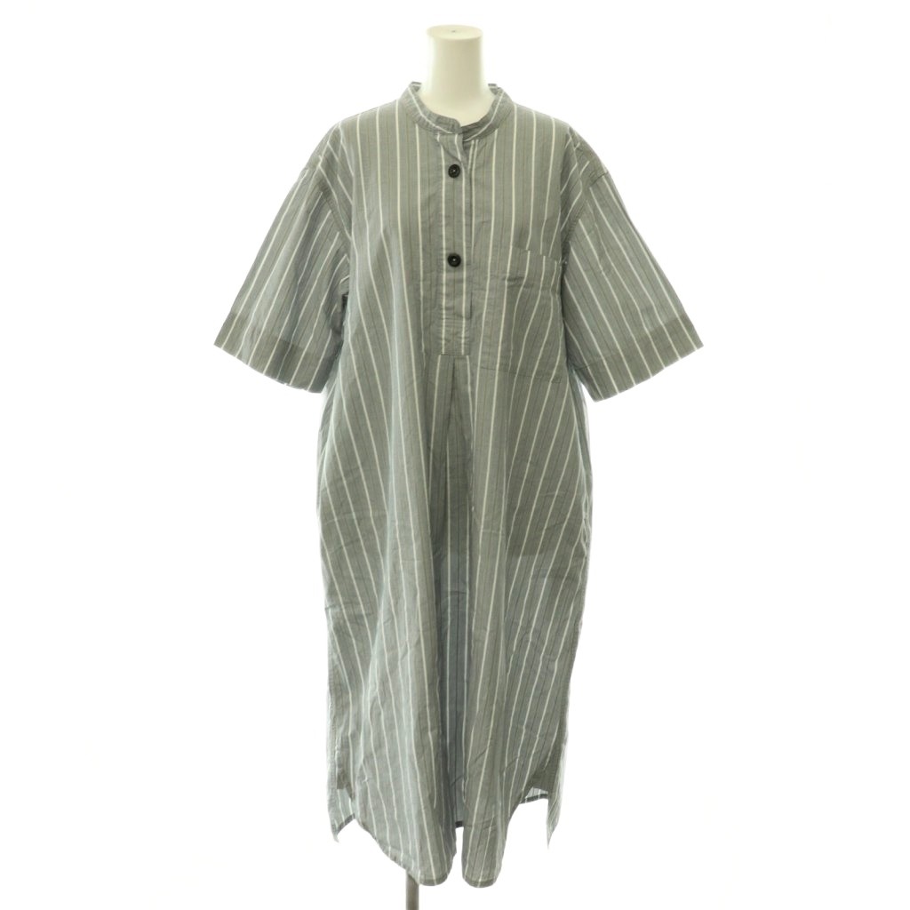 【中古】マーガレットハウエル MHL. 25SS END ON END STRIPE COTTON ワンピース ストライプ 2 グレー 白 ホワイト ■SH レディース 【ベクトル 古着】 260617｜ブランド古着の買取販売ベクトル
