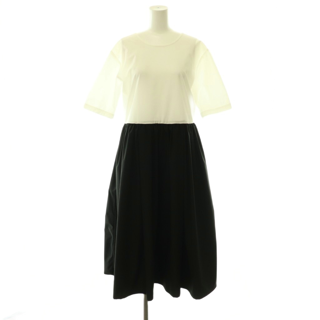 【中古】ザナインショップ THE 9 Shop EVERYDAY DRESS バイカラーワンピース 半袖 ロング 白 ホワイト 黒 ブラック /CX ■OS レディース 【ベクトル 古着】 260617|ブランド古着の買取販売ベクトル