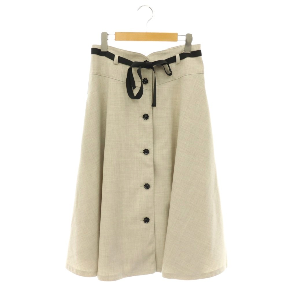【中古】未使用品 エムズグレイシー M'S GRACY 25SS 花ボタン付きフレアスカート ミモレ丈 ロング 40 ライトグレージュ /HS ■OS レディース 【ベクトル 古着】 260619｜ブランド古着の買取販売ベクトル