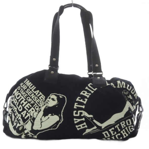 [중고] 히스테릭 글래머 HYSTERIC GLAMOUR 연속 His Girl 보스턴백 핸드백 캔버스 블랙 블랙/BB ▲H 여성용 [벡터 빈티지 의류] 260618