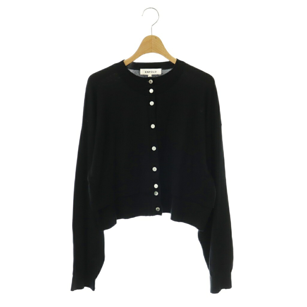 【中古】エンフォルド ENFOLD 26SS LAYERED-LIKE-HEM CARDIGAN カーディガン ニット 38 ブラック /ES ■OS レディース 【ベクトル 古着】 260623|ブランド古着の買取販売ベクトル