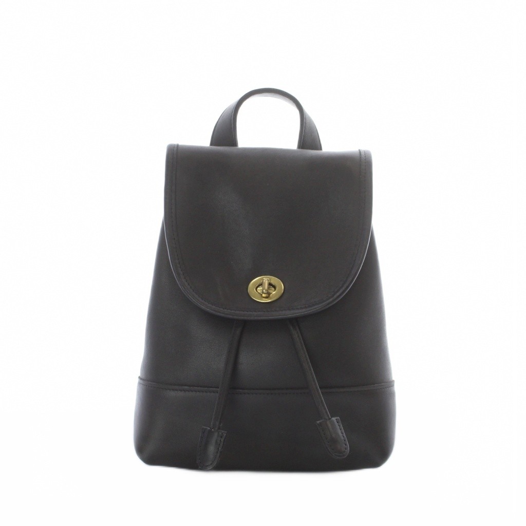 【中古】コーチ COACH オールドコーチ レザーリュック ミニ リュックサック デイパック 黒 ブラック ターンロック開閉 ドローストリング開閉 本革 9960 /RI ■OS レディース 【ベクトル 古着】 260703｜ブランド古着の買取販売ベクトル