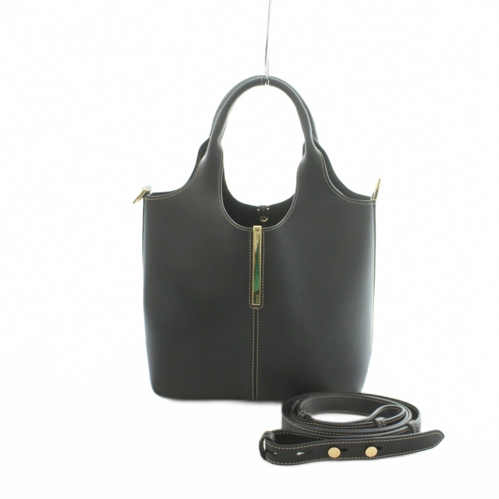 【中古】トッズ TOD'S 2WAY ショッピング トートバッグ ミニ ハンドバッグ ショルダーバッグ レザー 黒 ブラック /MI ■OS レディース 【ベクトル 古着】 260708｜ブランド古着の買取販売ベクトル