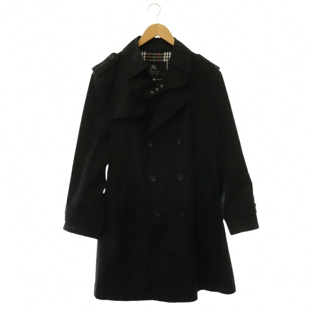 【中古】バーバリーブラックレーベル BURBERRY BLACK LABEL トレンチコート スプリングコート ロング M 黒 ブラック /HS ■OS メンズ 【ベクトル 古着】 260703｜ブランド古着の買取販売ベクトル