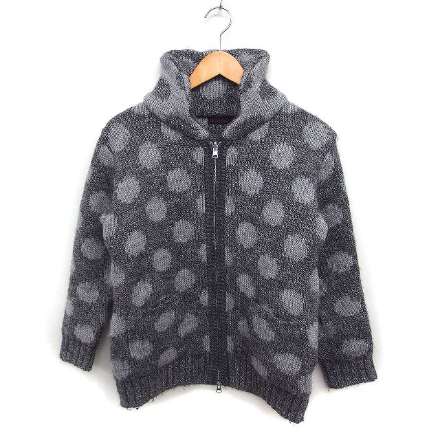 【中古】アンダーカバー UNDERCOVER ドット柄 ジップアップ ニット ジャケット アウター アルパカ混 ウール S グレー 灰 /FT2 レディース 【ベクトル 古着】 251121