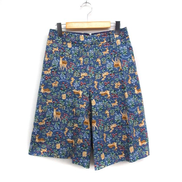 【中古】ロイスクレヨン Lois CRAYON アニマル ゴブラン キュロット パンツ ひざ下丈 M ブルー 青 /FT21 レディース 【ベクトル 古着】 260207