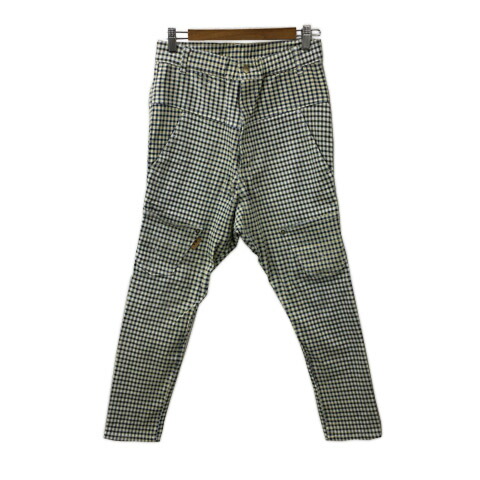 希少珍品　試着のみmercibeaucoup WOOLサルエルパンツ　革パッチ 本物メルシーボークーmercibeaucoup,柄サルエルデニムパンツ
