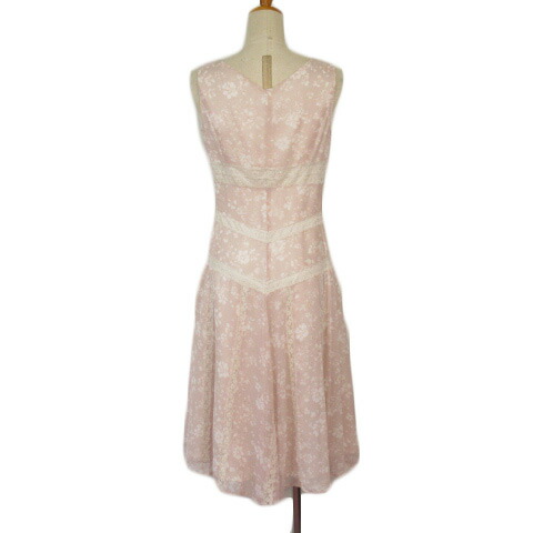 中古 23区applaudir ワンピース フレア 花柄 レース ノースリーブ シフォン 38 ピンク レディース ベクトル 古着 Christine Coppin Com