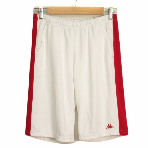 中古 カッパ ハーフパンツ ジャージ 白 L レッド Kappa ホワイト 赤 レディース