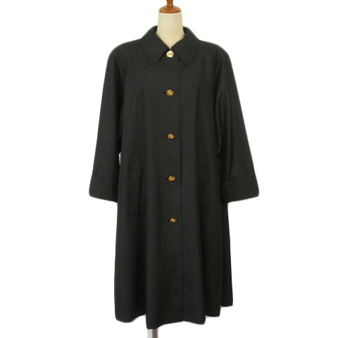 【中古】レオナール LEONARD コート ステンカラー シルク 9 黒 ブラック レディース 【ベクトル 古着】 230916|ブランド古着の買取販売ベクトル