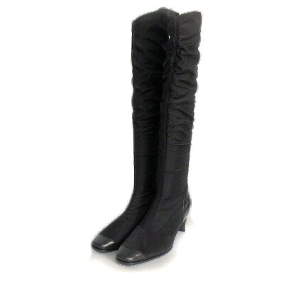 【中古】FELICE COLLECTION フェリーチェ ロングブーツ ストレッチ シャーリング 22.5 黒 ブラック レディース 【ベクトル 古着】 241106