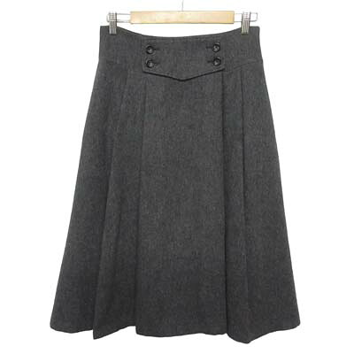 【中古】ロイスクレヨン Lois CRAYON スカート プリーツ ひざ丈 ウール M グレー レディース 【ベクトル 古着】 251207