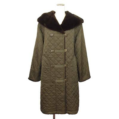 【中古】レリアン Leilian コート キルティング ロング フェイクファー ダッフル 9 カーキ レディース 【ベクトル 古着】 251217