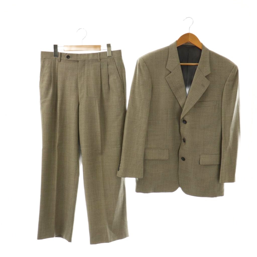 【中古】ディオール Christian Dior セットアップ背広 裏地CD総柄3B上衣 ズボン下 AB-4 ともし火ベージュ /DO ■GY53 メンズ 【ベクター 古着】 251010