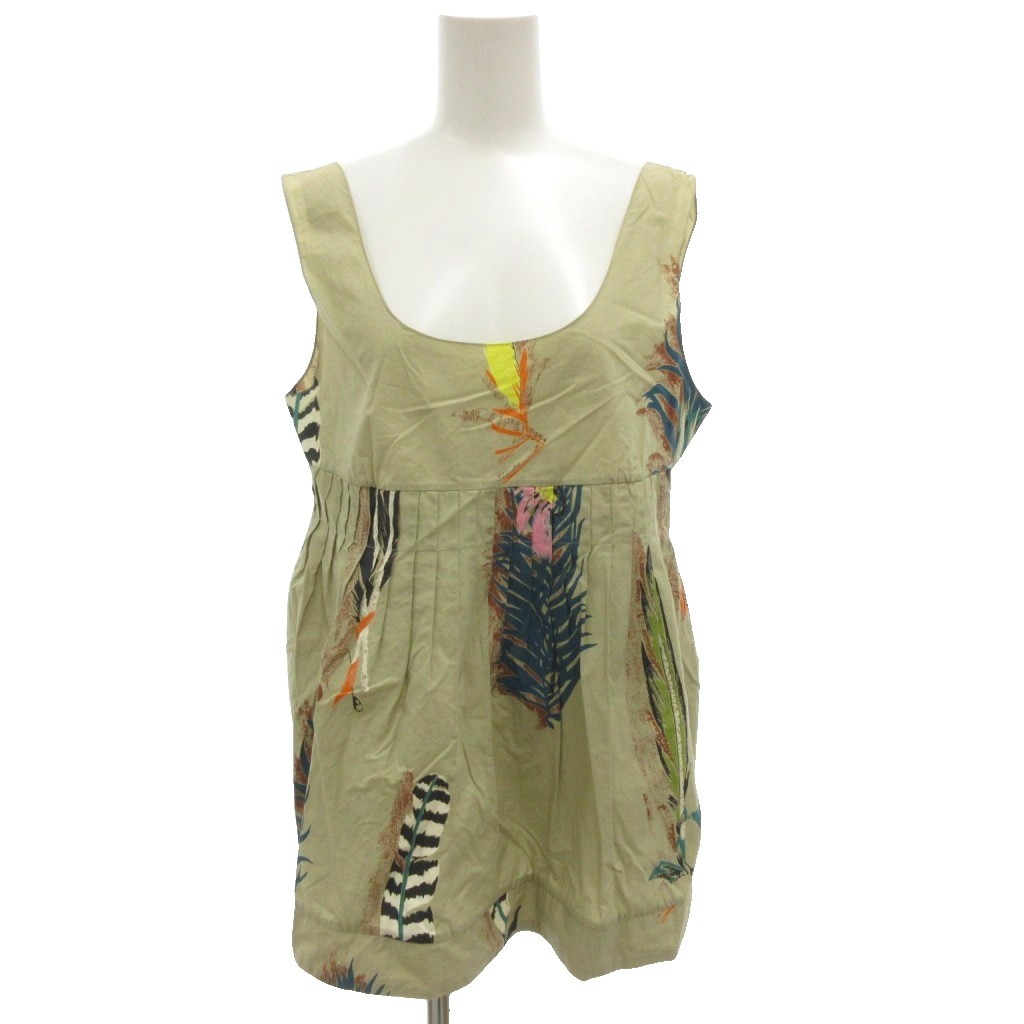 【中古】マルニ MARNI タンクトップ カットソー プリーツ Uネック 総柄 42 ベージュ /GV ■GY53 レディース 【ベクトル 古着】 251218