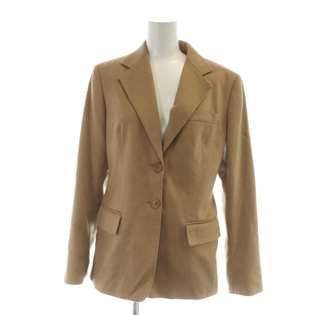 【中古】マックスマーラ MAX MARA 白タグ テーラードジャケット 総裏地 長袖 シングル ロゴ キャメルヘア 38 S 茶 ブラウン /MQ レディース 【ベクトル 古着】 251216