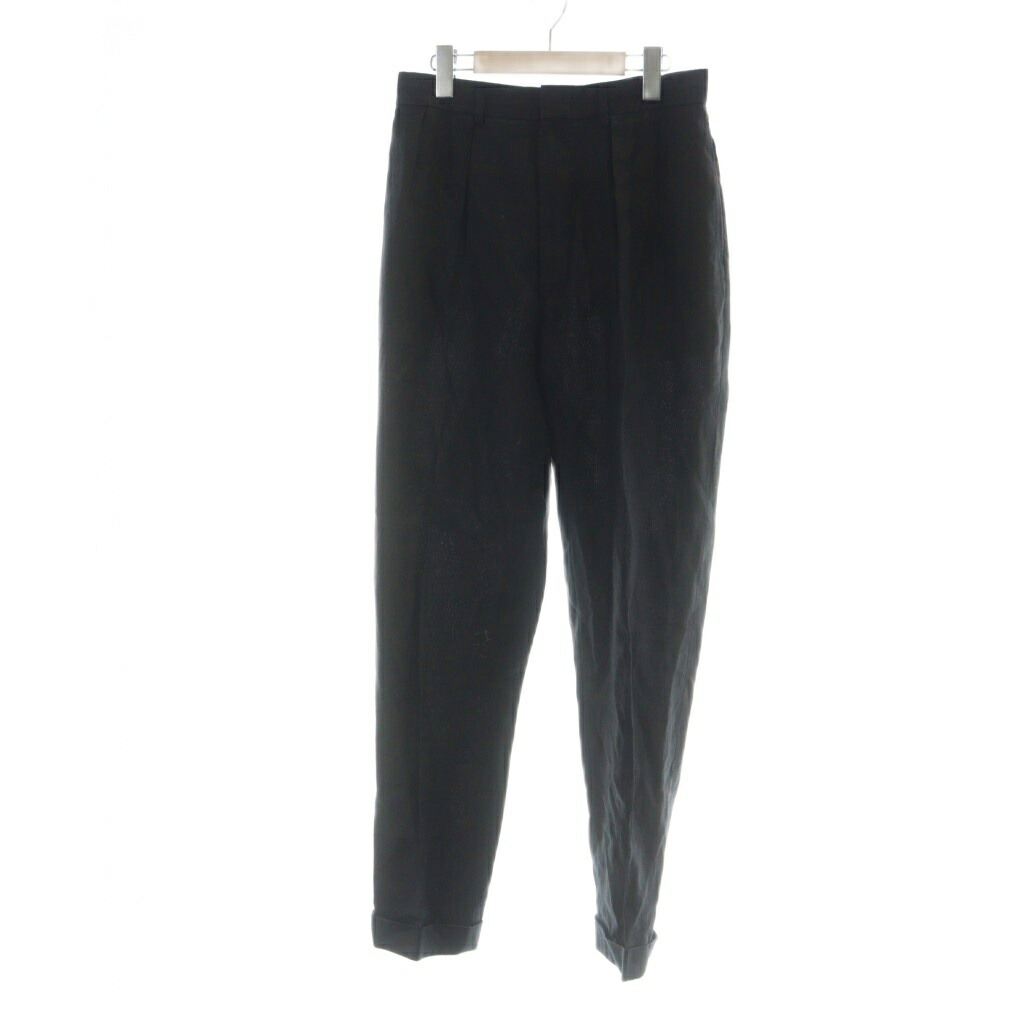 【中古】ラルフローレン RALPH LAUREN ヴィンテージ 2タック スラックス テーパードパンツ ジップフライ 麻 リネン 35 黒 黒いこと /MQ メンズ 【ベクター 古着】 251214