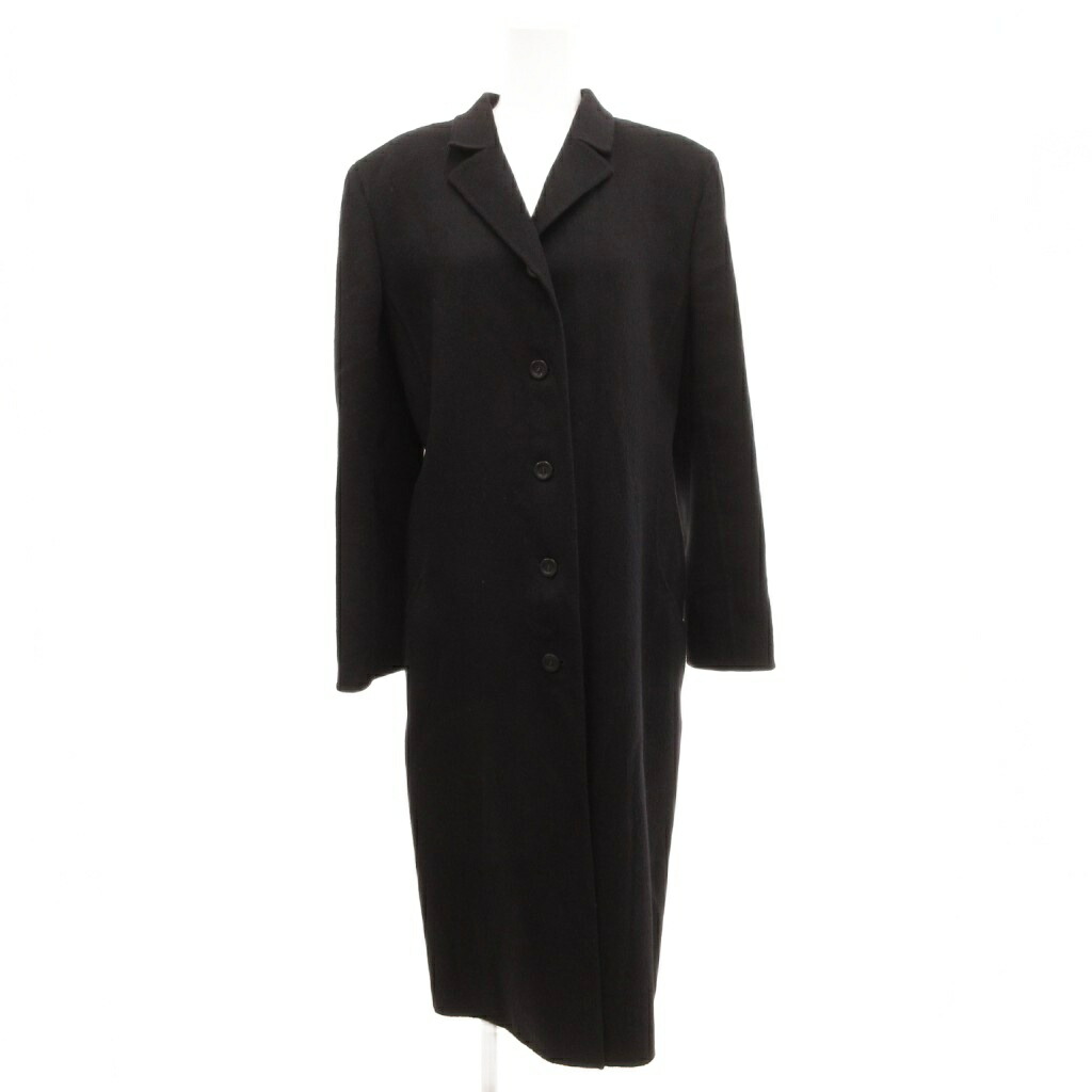 【中古】ヴァレンティノ ヴァレンチノ  VALENTINO チェスターコート ロング カシミヤ メルトン 10 黒 ブラック /JS ■GY62 レディース 【ベクトル 古着】 260108