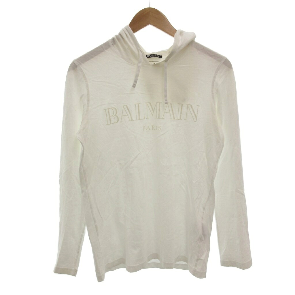 【中古】バルマン BALMAIN パーカー フーディ ロゴ 長袖 XS 白 ホワイト /FF ■GY62 レディース 【ベクトル 古着】 260214