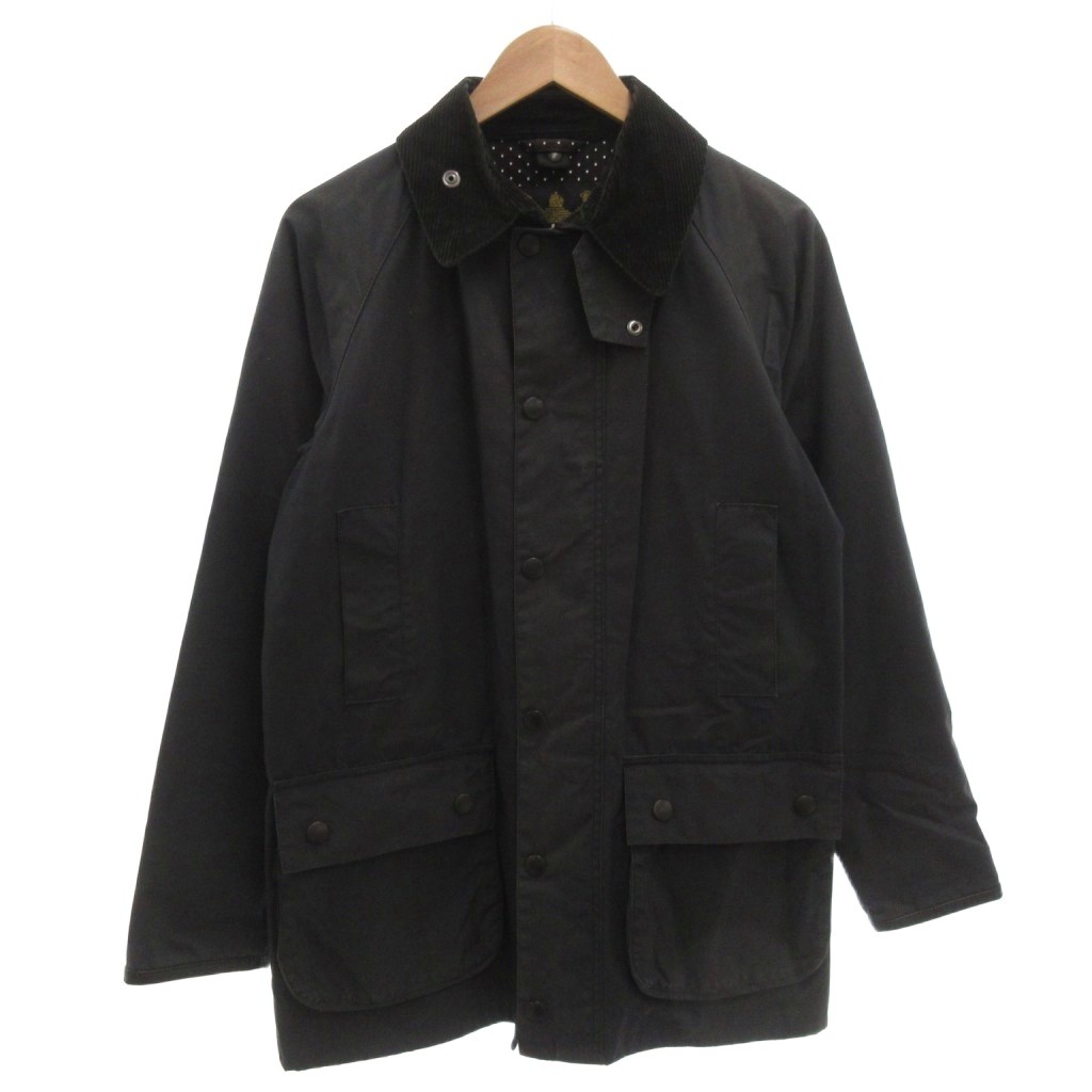 【中古】バブアー Barbour SL BEAUFORT JACKET 連合王国製 ビューフォート SL オイルドジャケット 厚地の外套 コール天うつり変わり ひざ丈 紺 米国海軍 38 /FF メンズ 【ベクター 古着】 260214