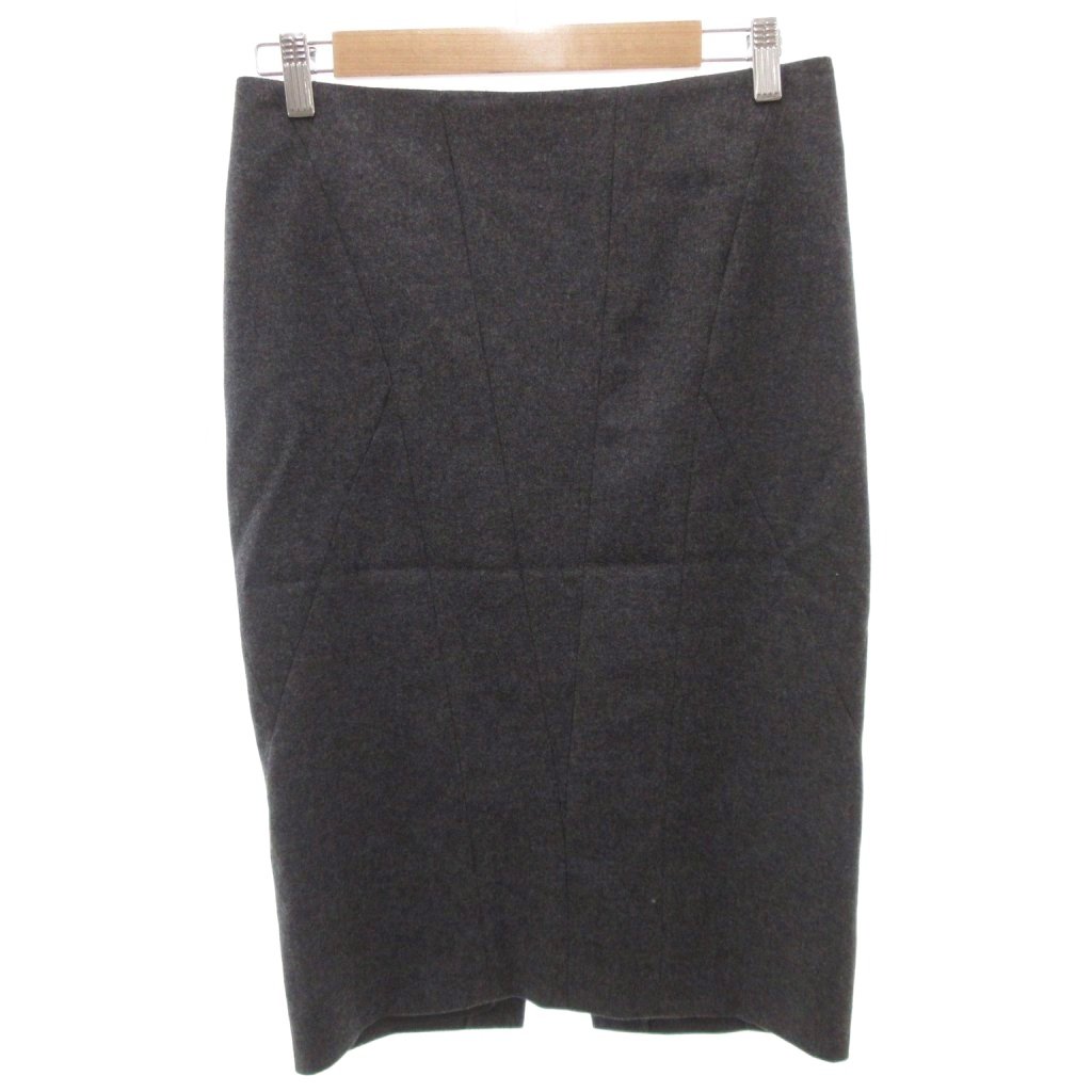 【中古】ブルネロクチネリ BRUNELLO CUCINELLI スカート スリット ウール ストレッチ ひざ丈 42 グレー /FF ■GY62 レディース 【ベクトル 古着】 260216